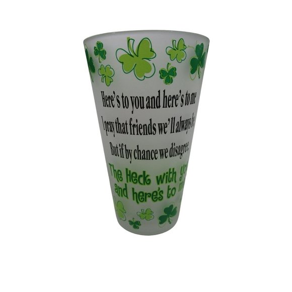 Irish Novelty Toast Frosted Pint Glass St Patricks Day Beer GUC Minor Flaw - Picture 1 of 10